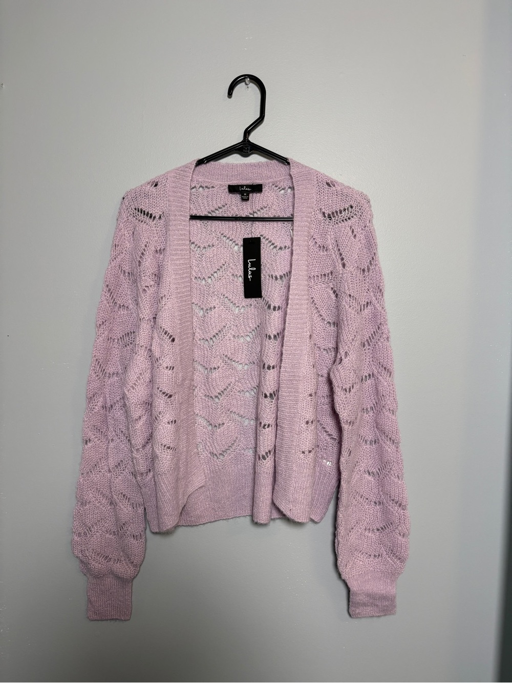 Lulu's Lilac Open-Knit Cardigan Sweater